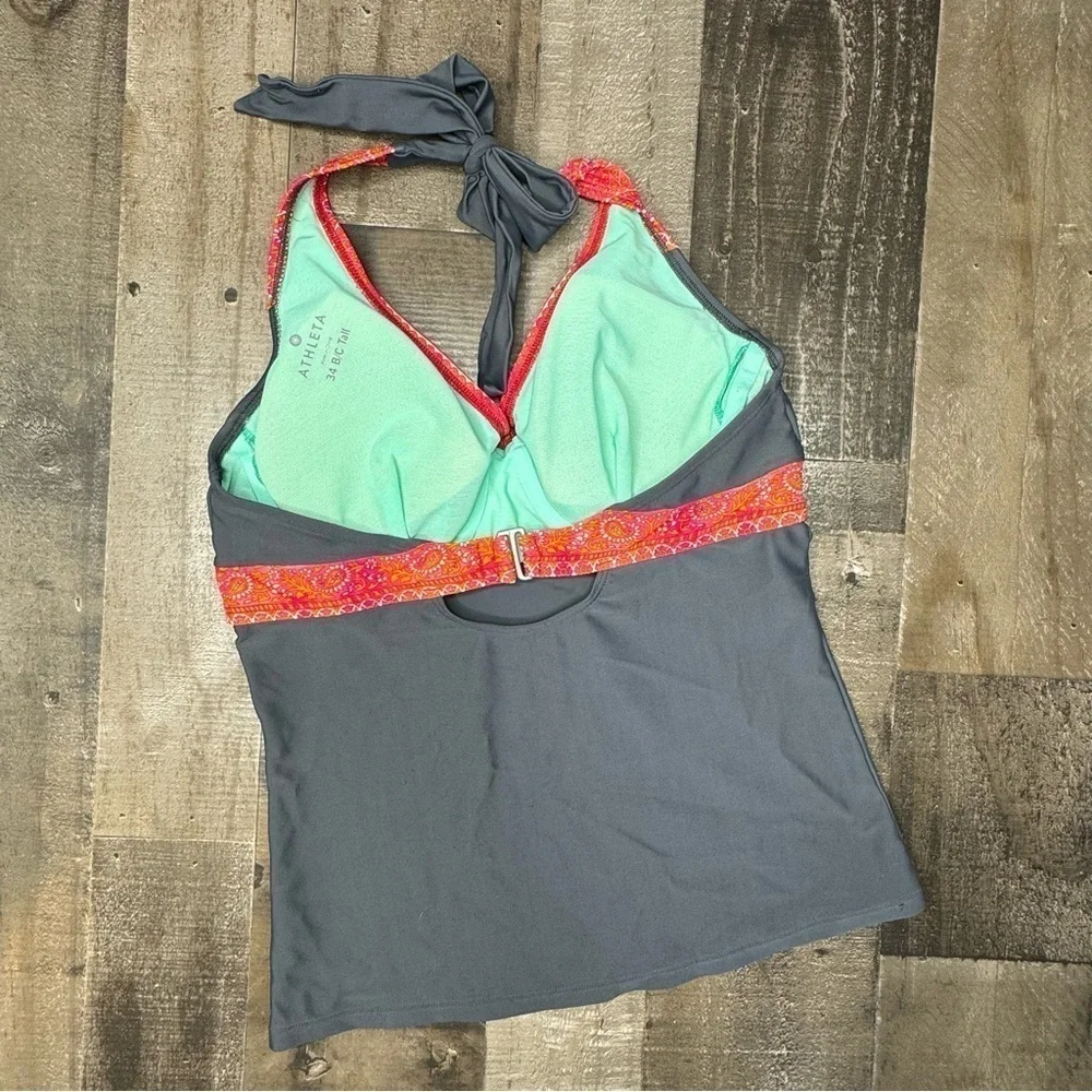 Athleta Ventana Boho Paisley Tiki Halter Bra TopTankini 34B/C Tall